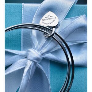 Tiffany & Co Triple Bangle Bracelet with Heart Lock